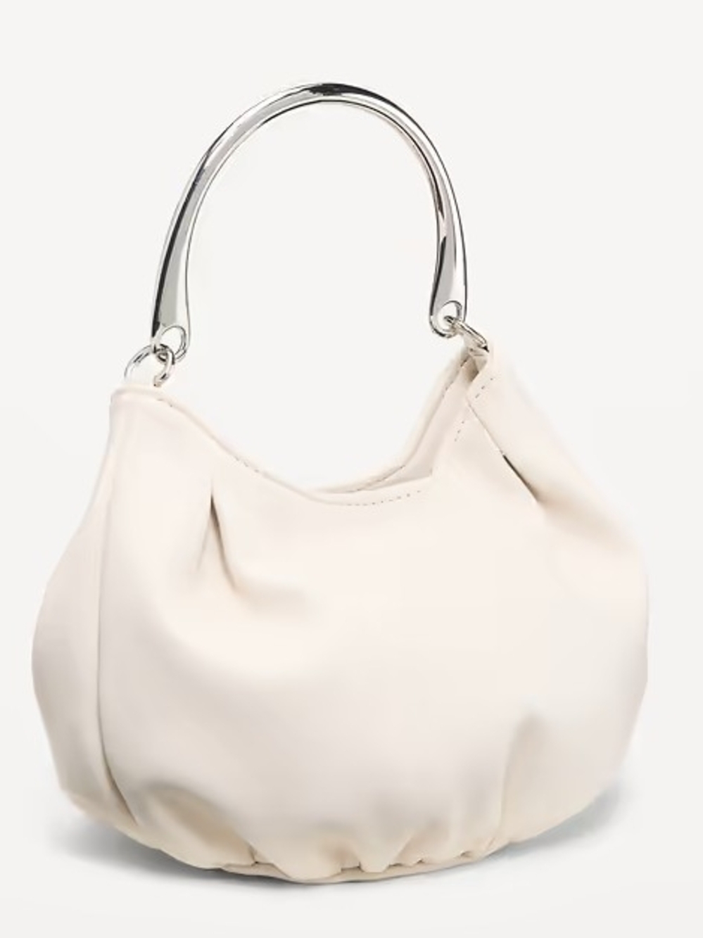 Chic Cream Hobo Bag with Silver Handle